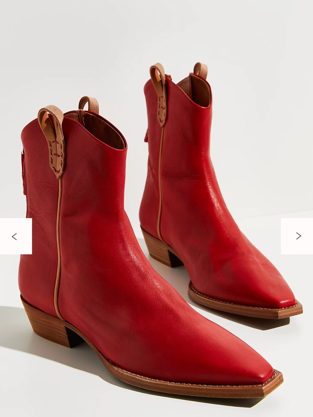 NEVER WORN - We The Free Bright Red Suede Ankle Booties with Stacked Heel